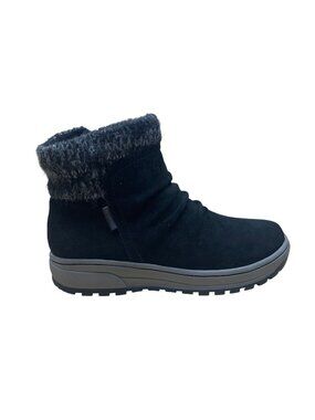 Baretraps Women’s Black Suede Knit Cuff  Waterproof Danna Ankle Boots Size 8.5M